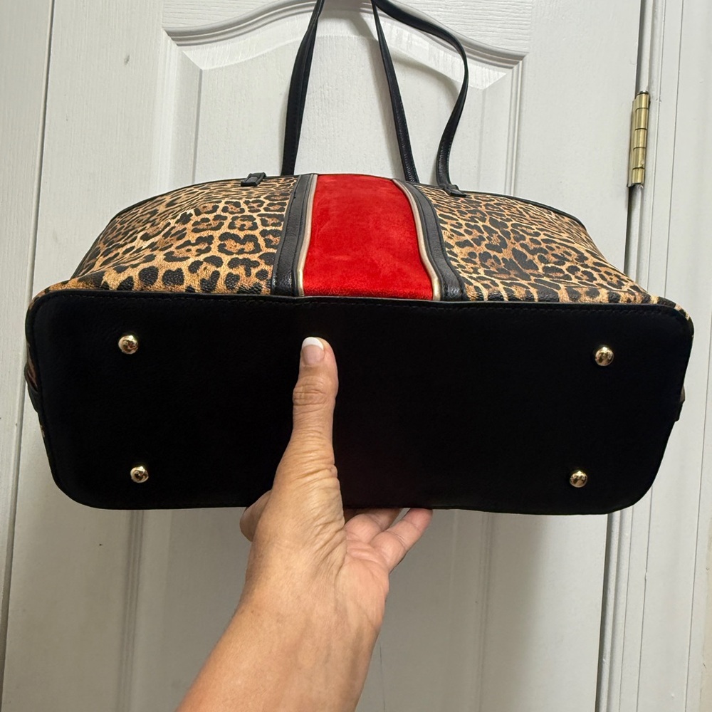 Chico’s Leopard Print Tote Bag with Red Accent I. Excellent  conditions - Picture 4 of 15